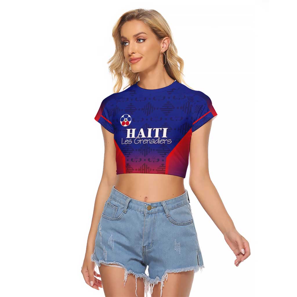 Custom Haiti Football Raglan Cropped T Shirt Sporty Style - Wonder Print Shop