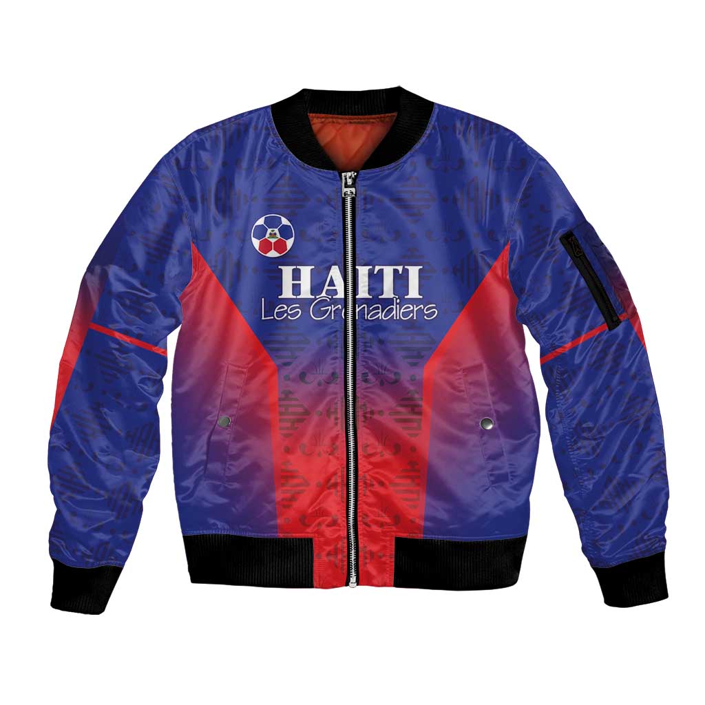 Custom Haiti Football Sleeve Zip Bomber Jacket Sporty Style - Wonder Print Shop