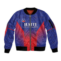 Custom Haiti Football Sleeve Zip Bomber Jacket Sporty Style - Wonder Print Shop