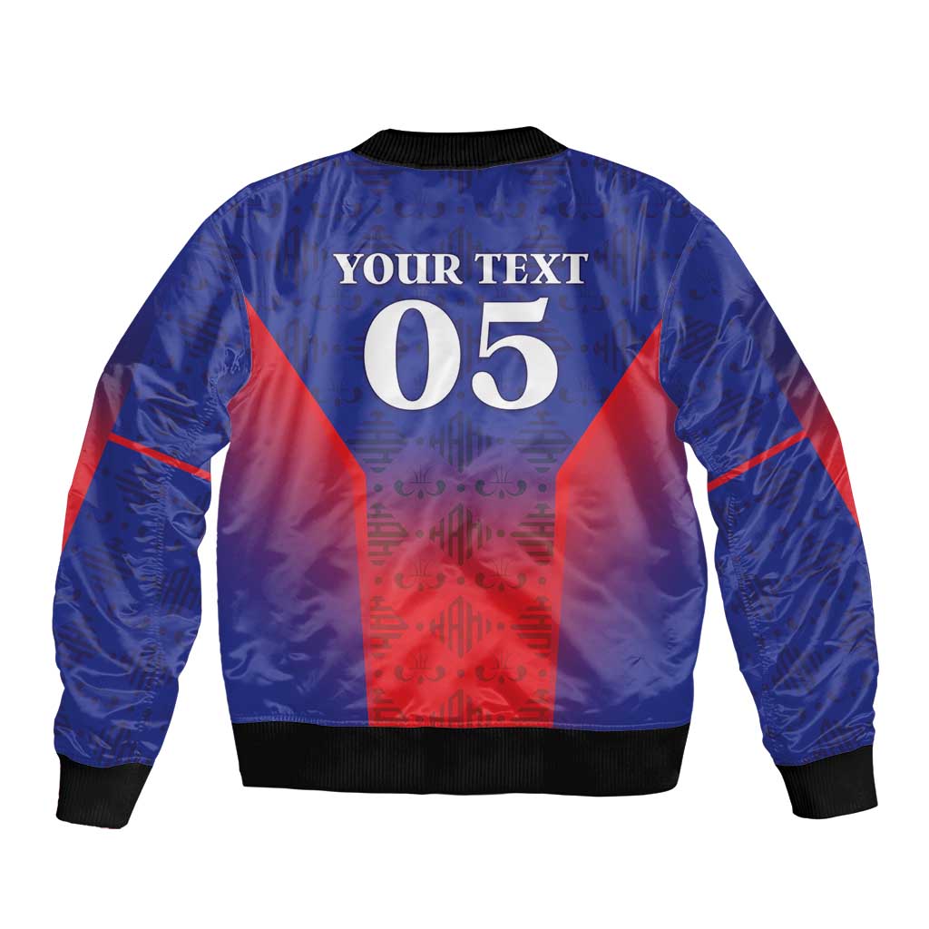 Custom Haiti Football Sleeve Zip Bomber Jacket Sporty Style - Wonder Print Shop