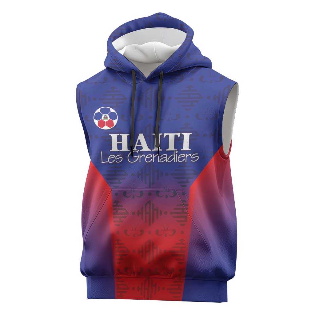 Custom Haiti Football Sleeveless Hoodie Sporty Style - Wonder Print Shop