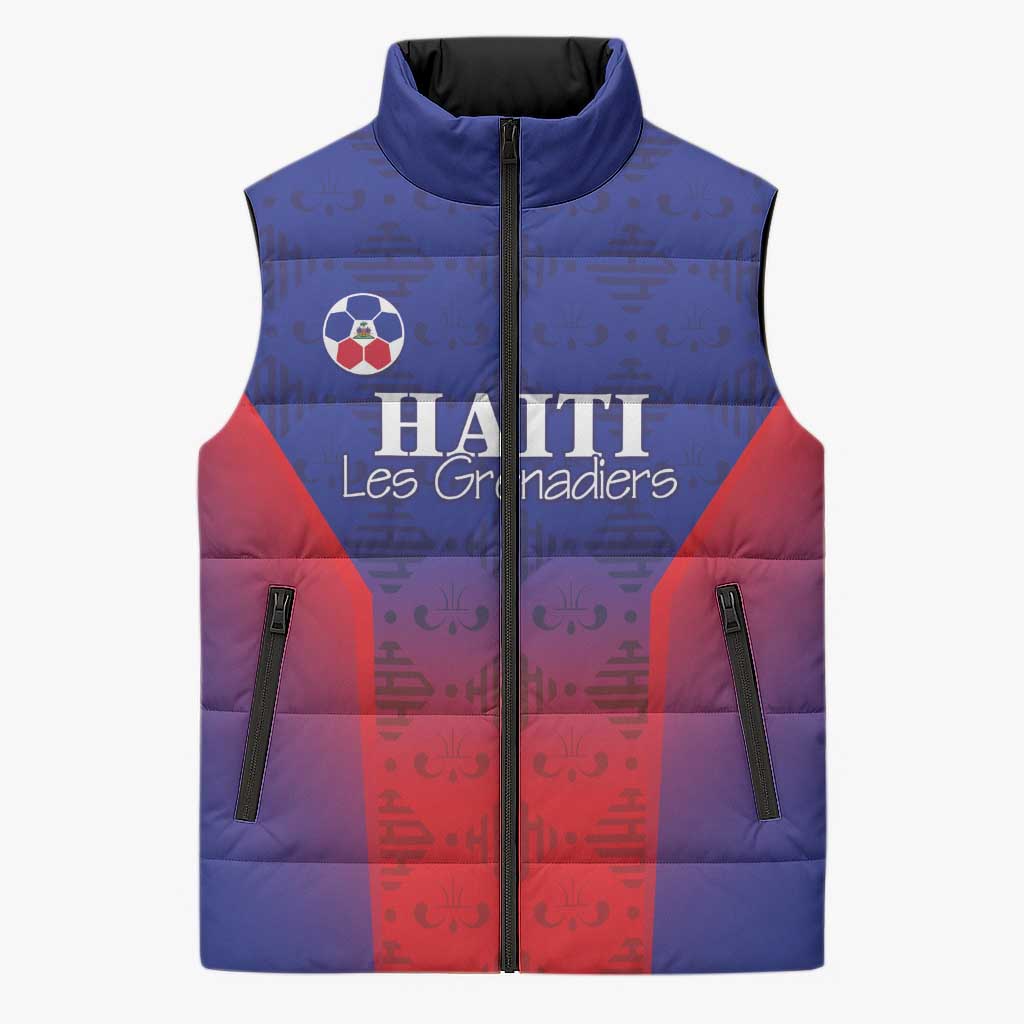 Custom Haiti Football Sleeveless Puffer Jacket Sporty Style - Wonder Print Shop