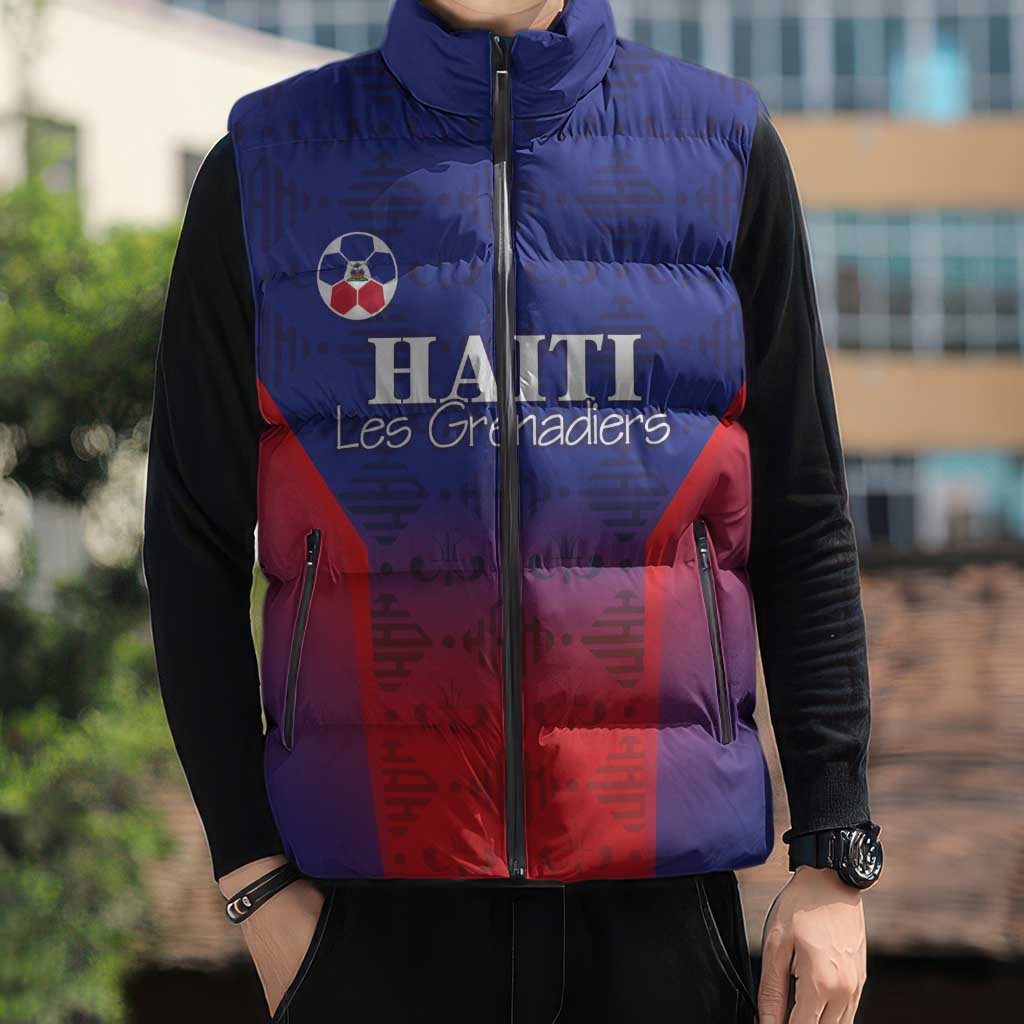 Custom Haiti Football Sleeveless Puffer Jacket Sporty Style - Wonder Print Shop