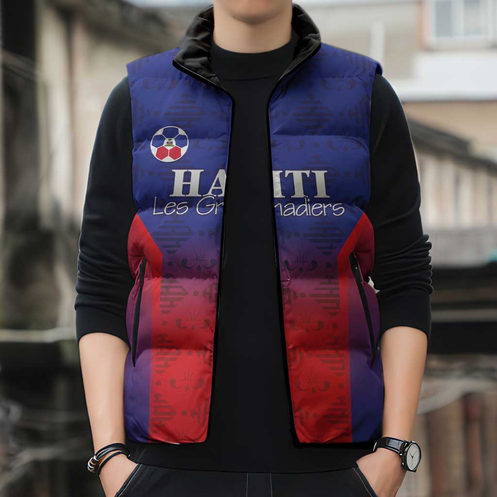 Custom Haiti Football Sleeveless Puffer Jacket Sporty Style - Wonder Print Shop