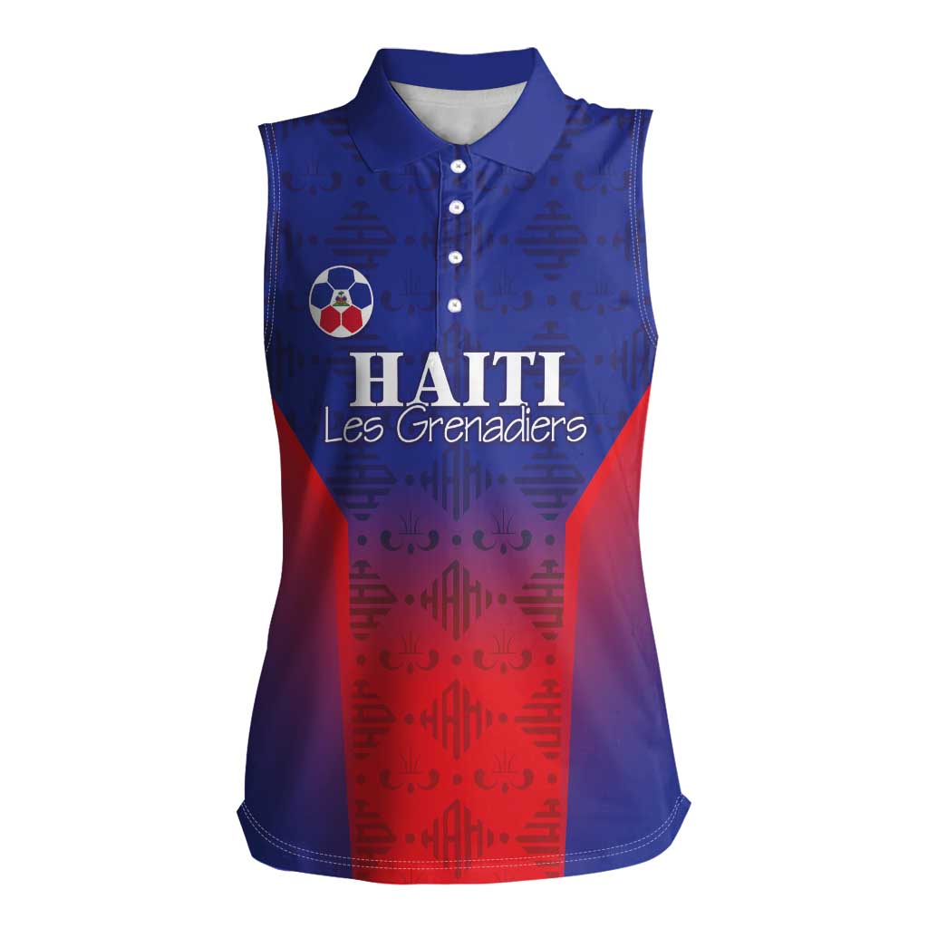 Custom Haiti Football Women Sleeveless Polo Shirt Sporty Style - Wonder Print Shop