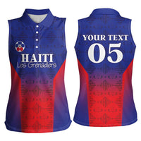 Custom Haiti Football Women Sleeveless Polo Shirt Sporty Style - Wonder Print Shop