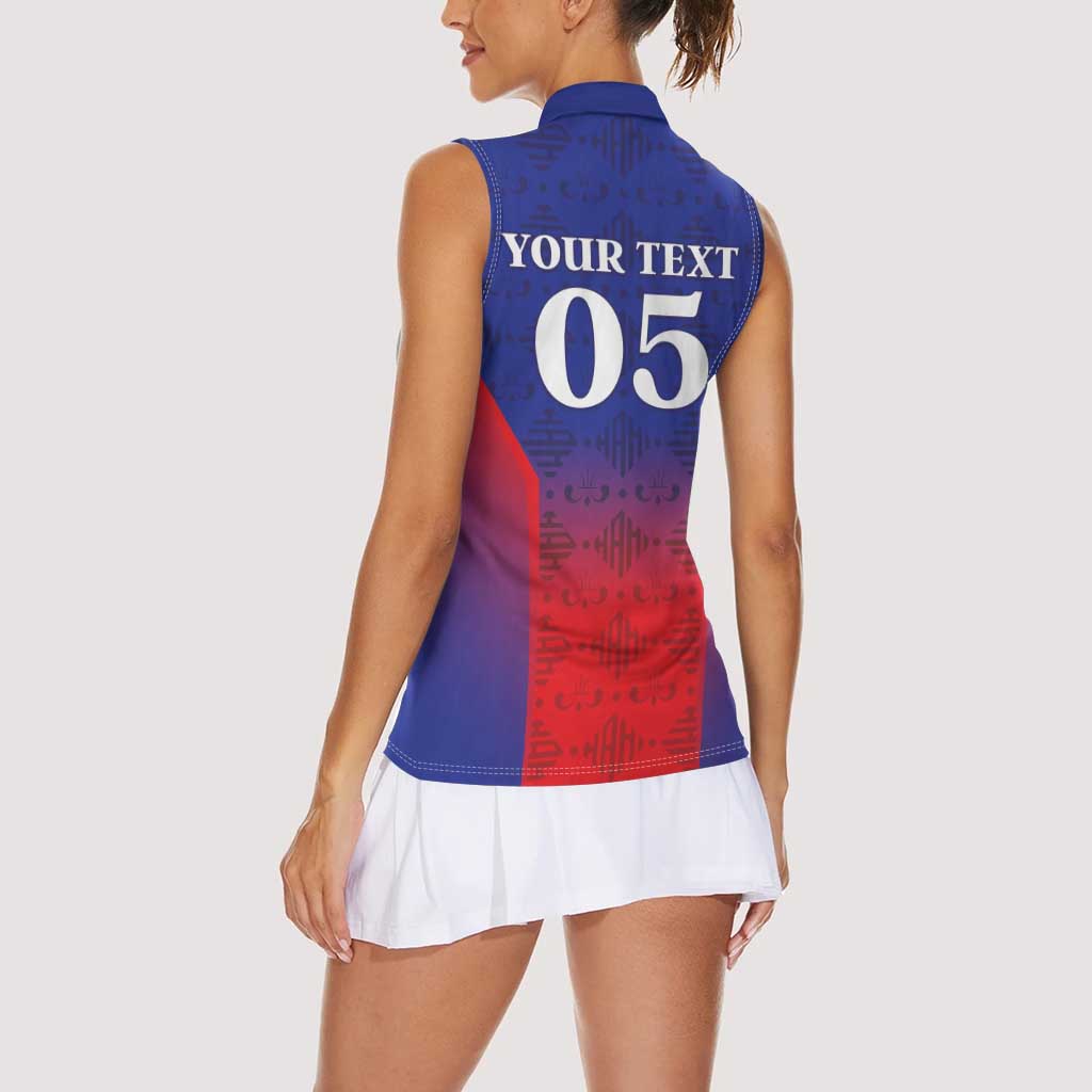 Custom Haiti Football Women Sleeveless Polo Shirt Sporty Style - Wonder Print Shop