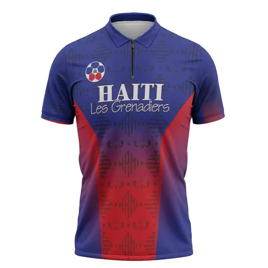 Custom Haiti Football Zipper Polo Shirt Sporty Style - Wonder Print Shop