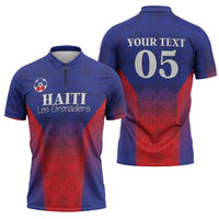 Custom Haiti Football Zipper Polo Shirt Sporty Style - Wonder Print Shop