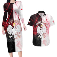 Personalized Poland Crowned Eagle Couples Matching Long Sleeve Bodycon Dress and Hawaiian Shirt Special Style - Wonder Print Shop
