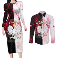 Personalized Poland Crowned Eagle Couples Matching Long Sleeve Bodycon Dress and Long Sleeve Button Shirt Special Style - Wonder Print Shop