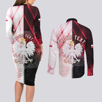 Personalized Poland Crowned Eagle Couples Matching Long Sleeve Bodycon Dress and Long Sleeve Button Shirt Special Style - Wonder Print Shop