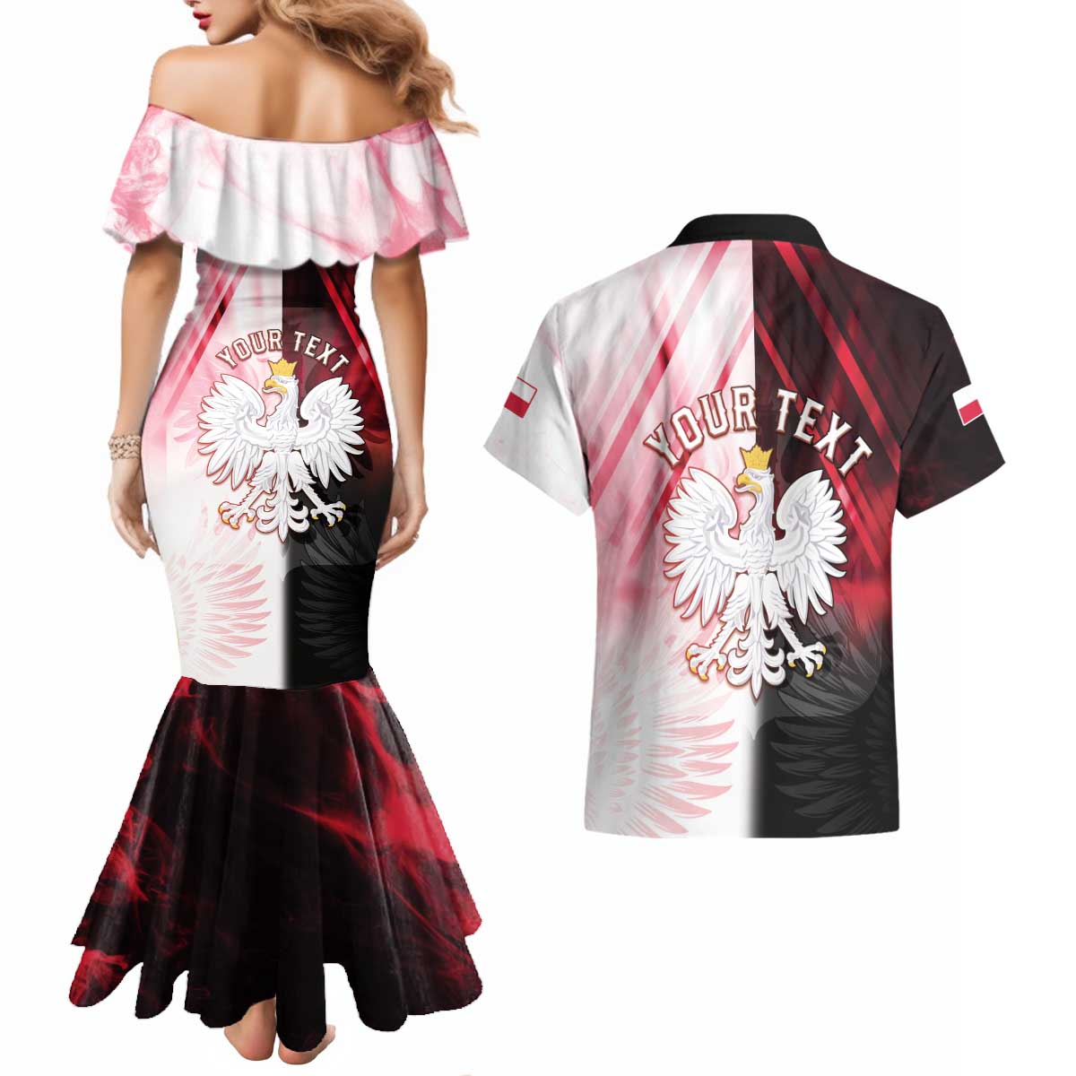 Personalized Poland Crowned Eagle Couples Matching Mermaid Dress and Hawaiian Shirt Special Style - Wonder Print Shop