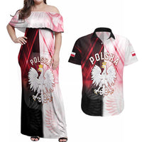 Personalized Poland Crowned Eagle Couples Matching Off Shoulder Maxi Dress and Hawaiian Shirt Special Style - Wonder Print Shop