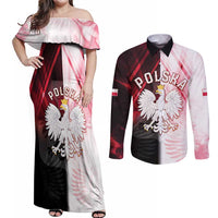 Personalized Poland Crowned Eagle Couples Matching Off Shoulder Maxi Dress and Long Sleeve Button Shirt Special Style - Wonder Print Shop