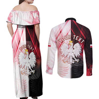 Personalized Poland Crowned Eagle Couples Matching Off Shoulder Maxi Dress and Long Sleeve Button Shirt Special Style - Wonder Print Shop