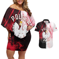 Personalized Poland Crowned Eagle Couples Matching Off Shoulder Short Dress and Hawaiian Shirt Special Style - Wonder Print Shop