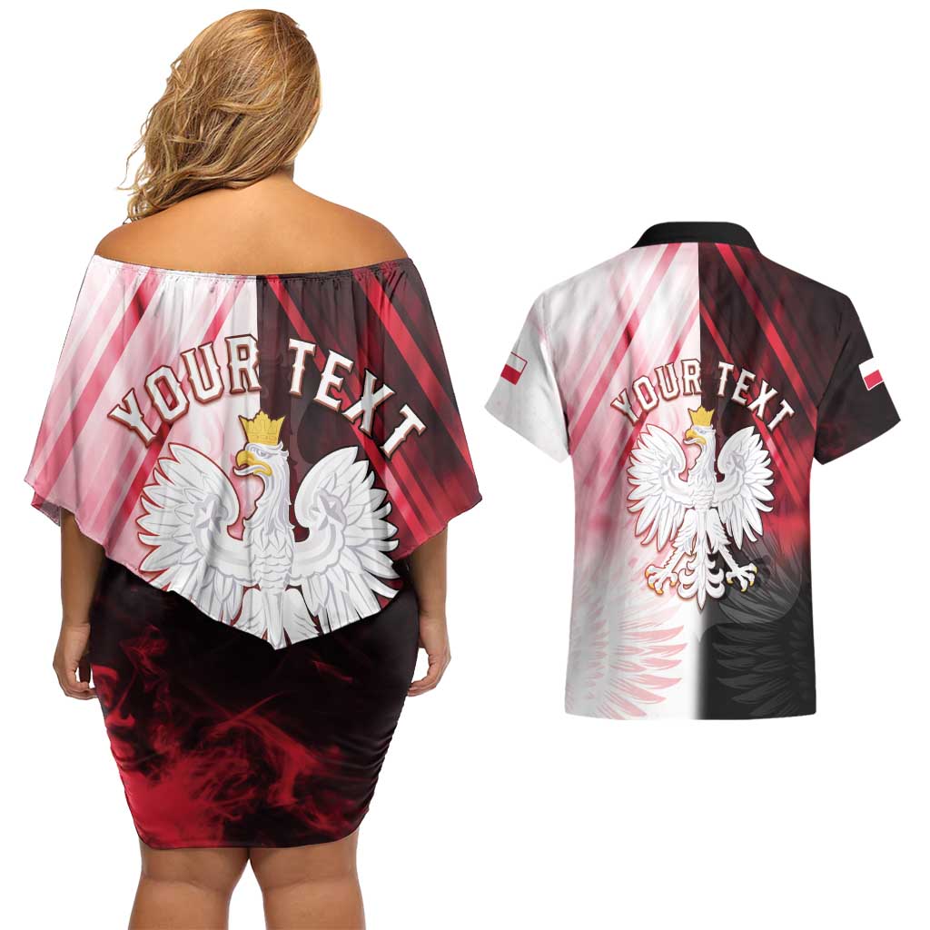 Personalized Poland Crowned Eagle Couples Matching Off Shoulder Short Dress and Hawaiian Shirt Special Style - Wonder Print Shop
