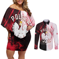 Personalized Poland Crowned Eagle Couples Matching Off Shoulder Short Dress and Long Sleeve Button Shirt Special Style - Wonder Print Shop