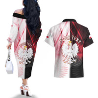 Personalized Poland Crowned Eagle Couples Matching Off The Shoulder Long Sleeve Dress and Hawaiian Shirt Special Style - Wonder Print Shop