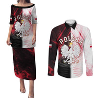Personalized Poland Crowned Eagle Couples Matching Puletasi and Long Sleeve Button Shirt Special Style - Wonder Print Shop
