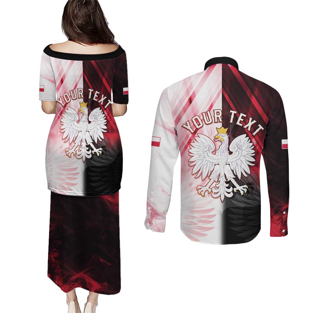Personalized Poland Crowned Eagle Couples Matching Puletasi and Long Sleeve Button Shirt Special Style - Wonder Print Shop