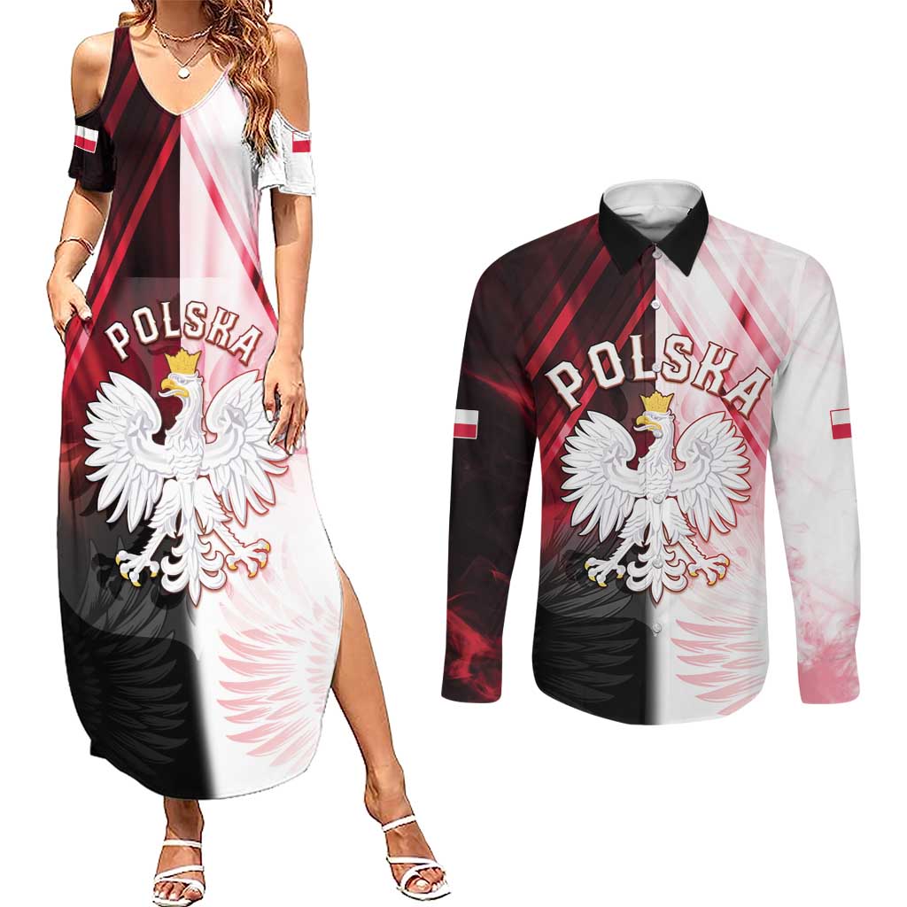 Personalized Poland Crowned Eagle Couples Matching Summer Maxi Dress and Long Sleeve Button Shirt Special Style - Wonder Print Shop