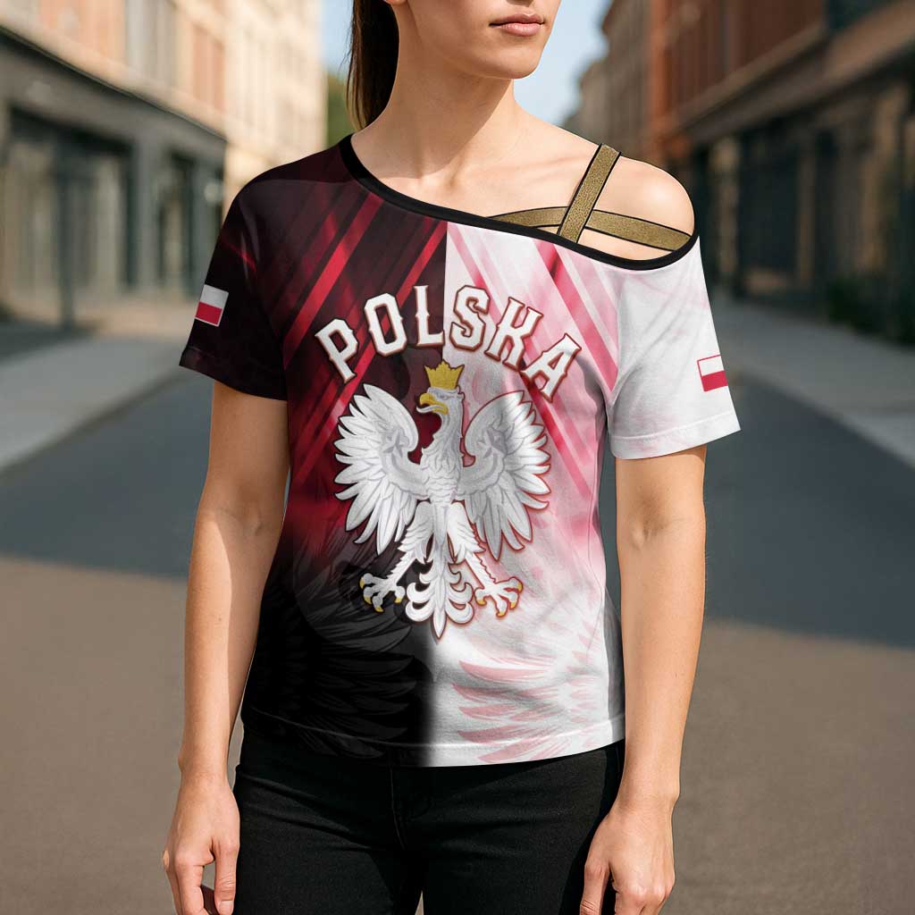Personalized Poland Crowned Eagle Cross Shoulder Shirt Special Style - Wonder Print Shop