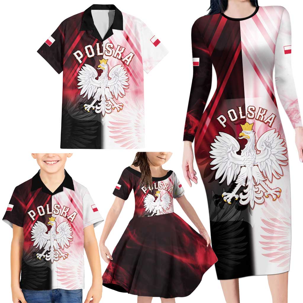 Personalized Poland Crowned Eagle Family Matching Long Sleeve Bodycon Dress and Hawaiian Shirt Special Style - Wonder Print Shop