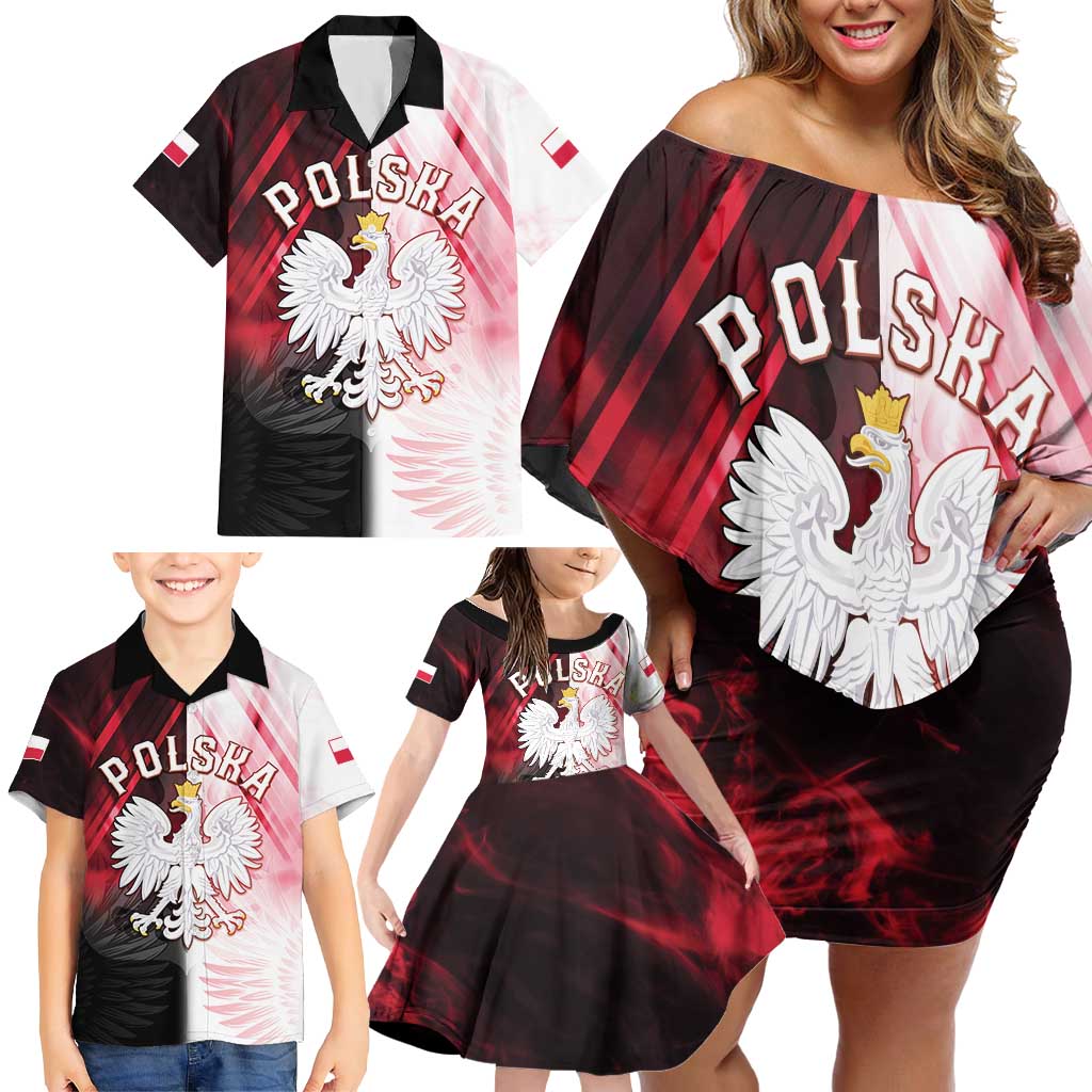 Personalized Poland Crowned Eagle Family Matching Off Shoulder Short Dress and Hawaiian Shirt Special Style - Wonder Print Shop