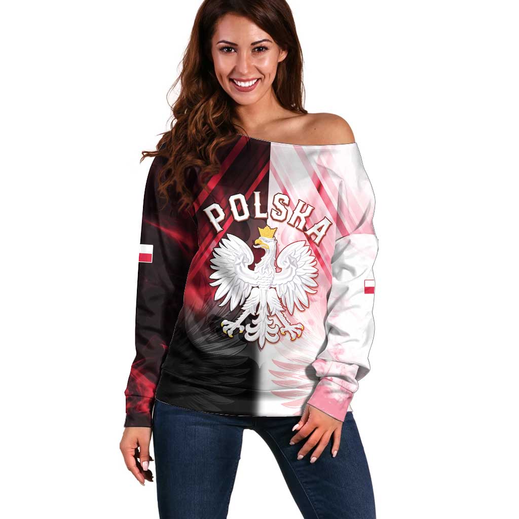 Personalized Poland Crowned Eagle Off Shoulder Sweater Special Style - Wonder Print Shop