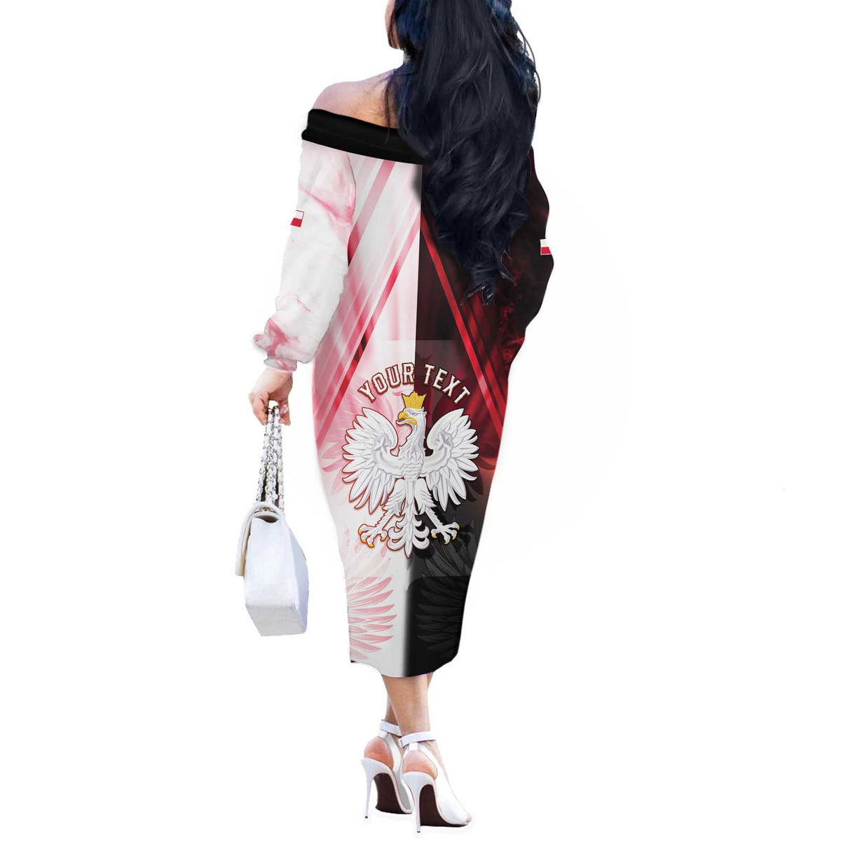 Personalized Poland Crowned Eagle Off The Shoulder Long Sleeve Dress Special Style - Wonder Print Shop