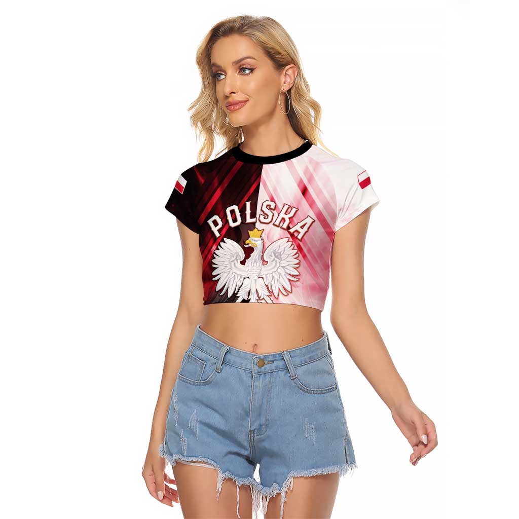 Personalized Poland Crowned Eagle Raglan Cropped T Shirt Special Style - Wonder Print Shop