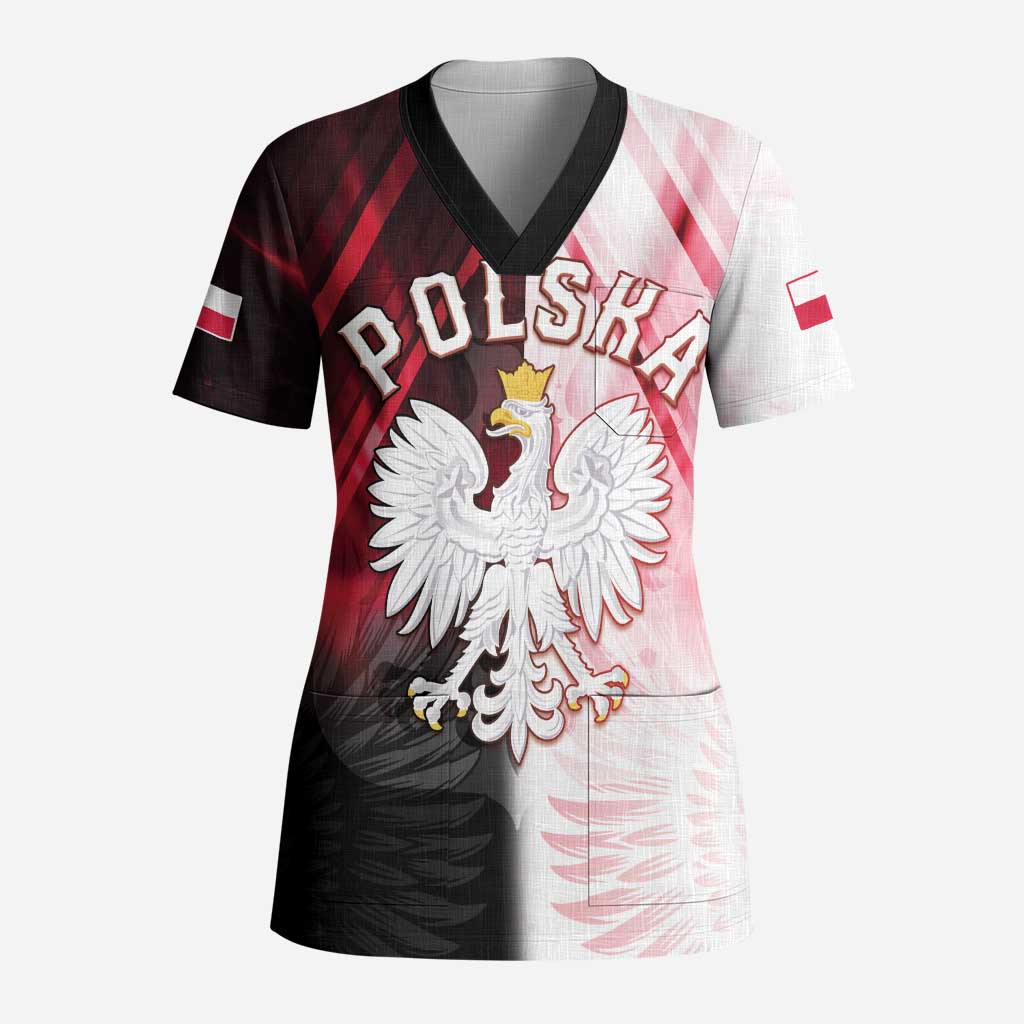 Personalized Poland Crowned Eagle Scrub Top Special Style - Wonder Print Shop