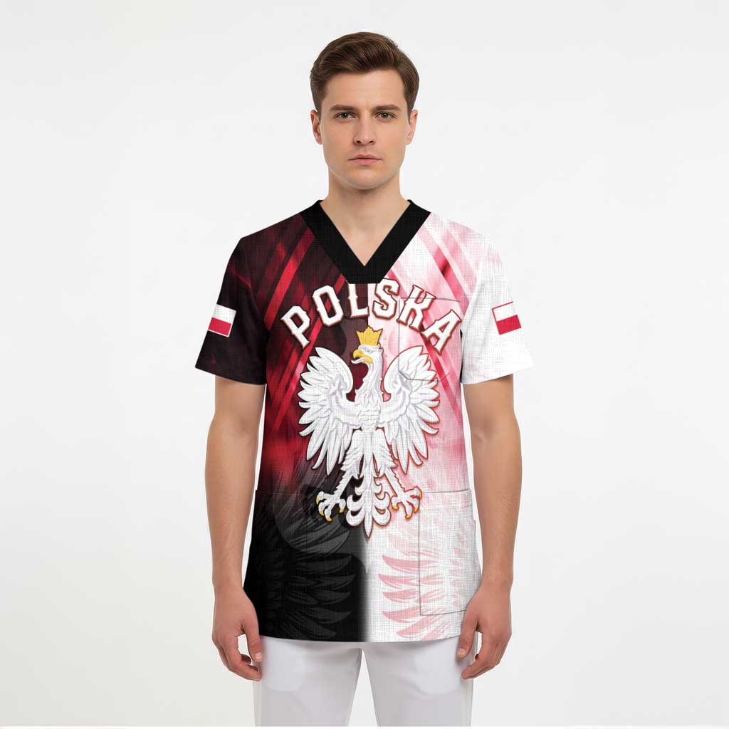 Personalized Poland Crowned Eagle Scrub Top Special Style - Wonder Print Shop
