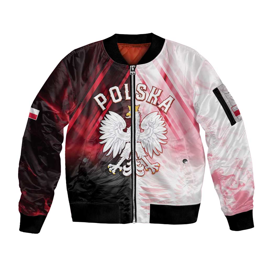 Personalized Poland Crowned Eagle Sleeve Zip Bomber Jacket Special Style - Wonder Print Shop
