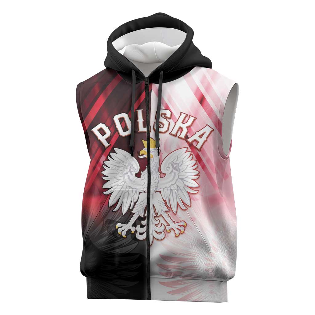 Personalized Poland Crowned Eagle Sleeveless Zip Hoodie Special Style - Wonder Print Shop
