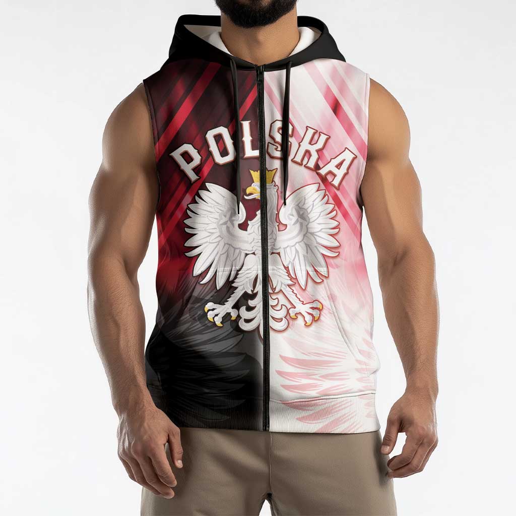 Personalized Poland Crowned Eagle Sleeveless Zip Hoodie Special Style - Wonder Print Shop