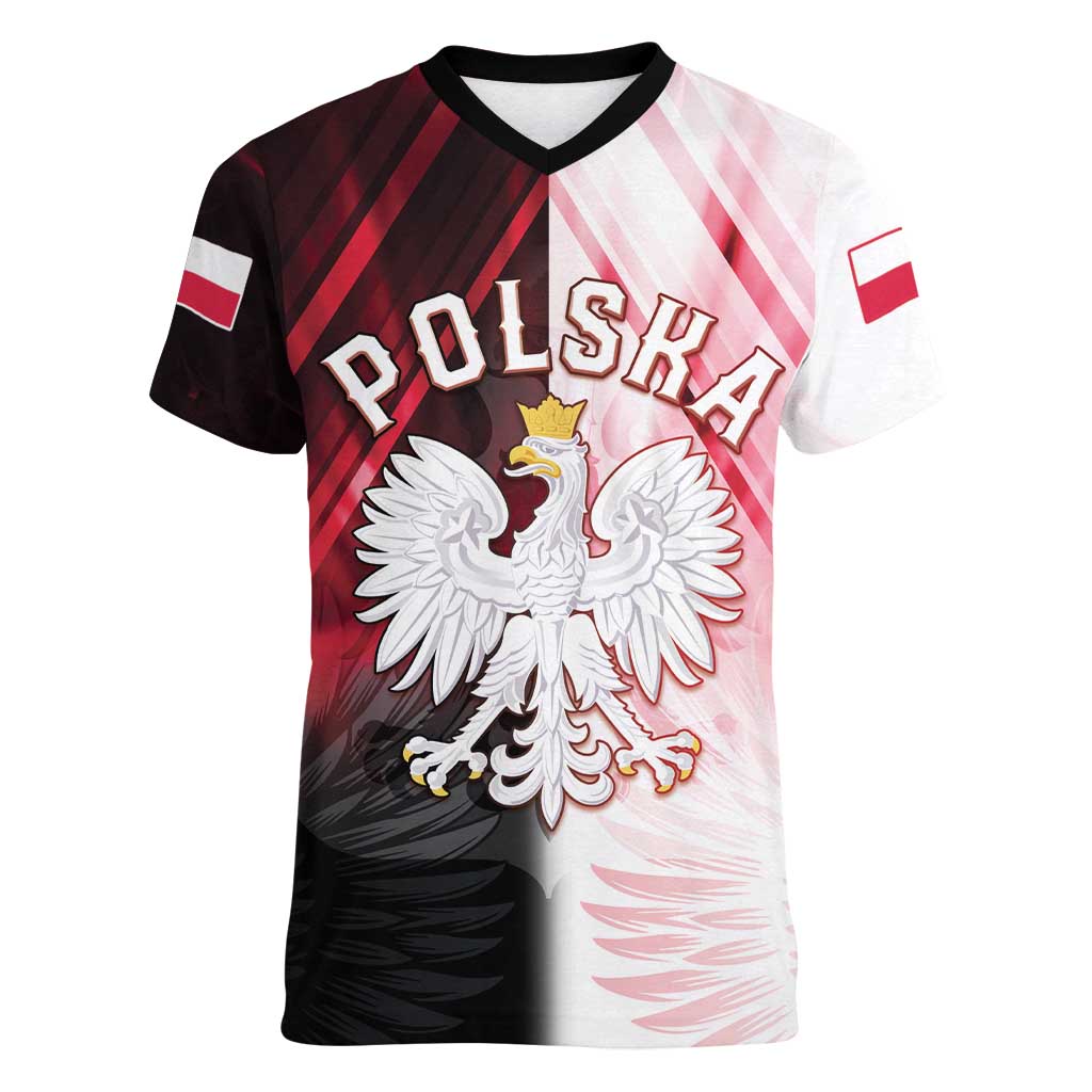 Personalized Poland Crowned Eagle Women V-Neck T-Shirt Special Style - Wonder Print Shop