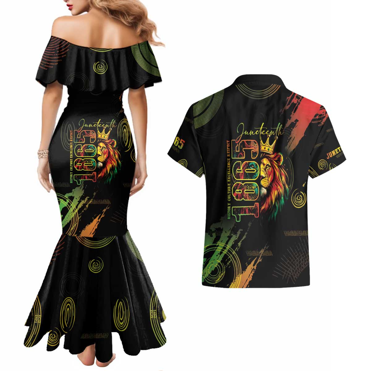 Juneteenth Is My Independence Day Couples Matching Mermaid Dress and Hawaiian Shirt