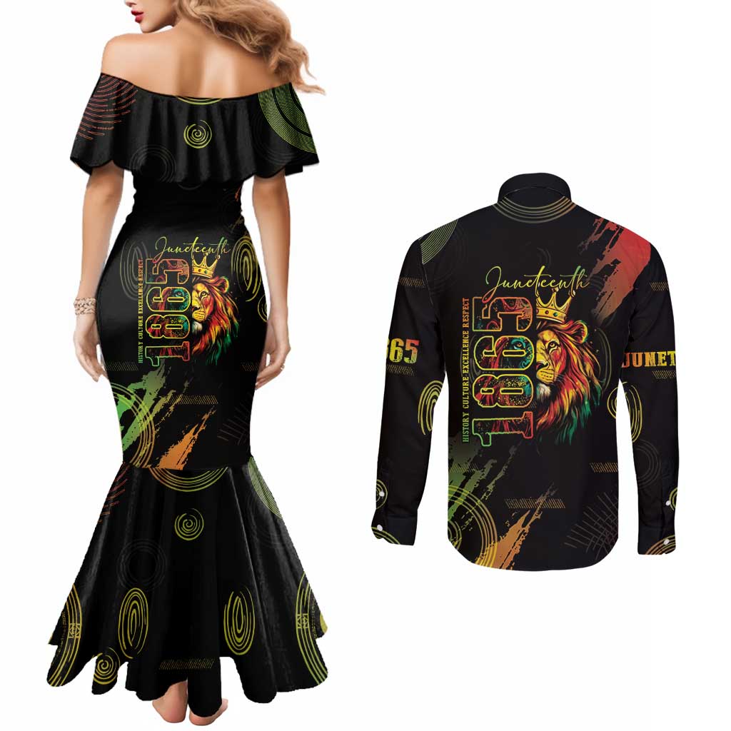 Juneteenth Is My Independence Day Couples Matching Mermaid Dress and Long Sleeve Button Shirt