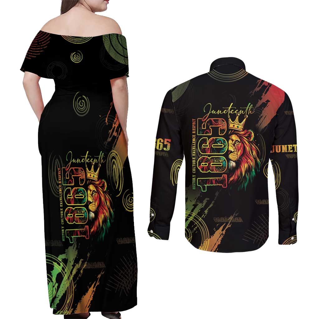 Juneteenth Is My Independence Day Couples Matching Off Shoulder Maxi Dress and Long Sleeve Button Shirt