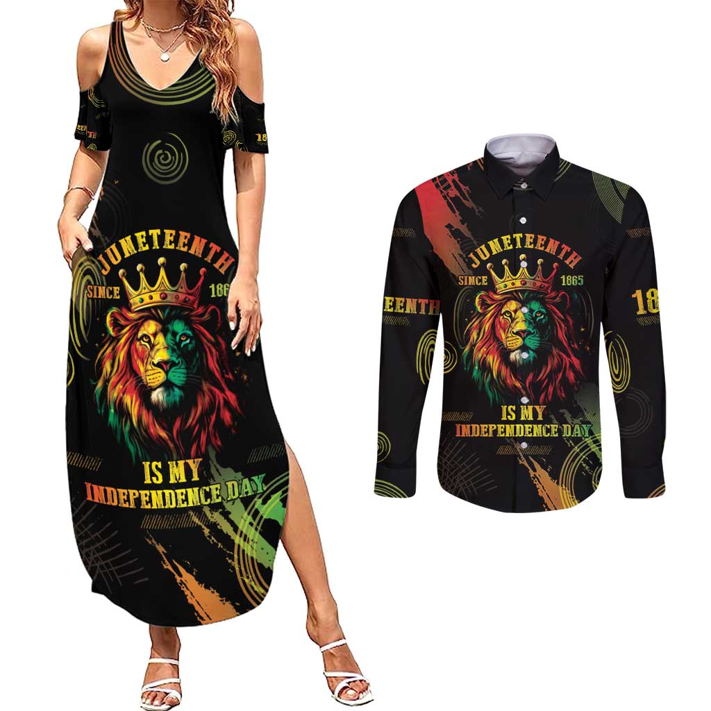 Juneteenth Is My Independence Day Couples Matching Summer Maxi Dress and Long Sleeve Button Shirt