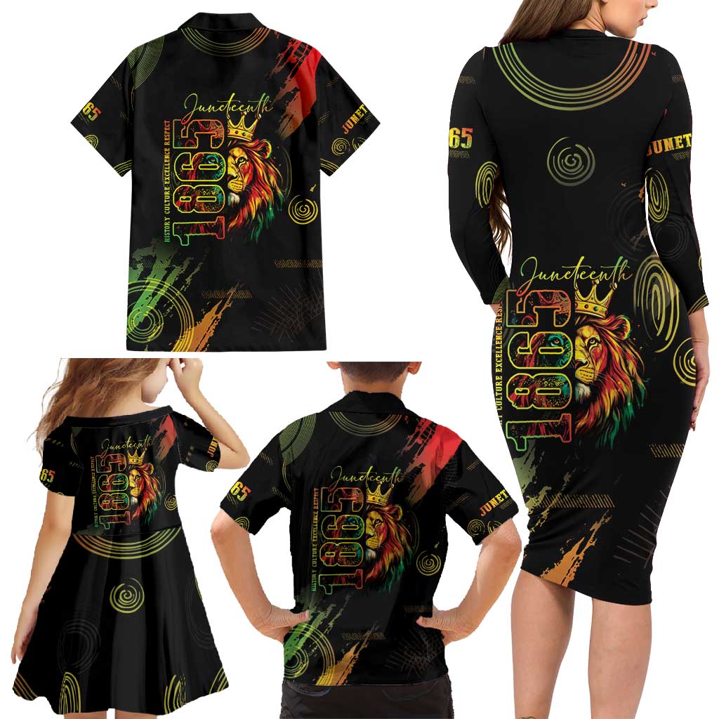 Juneteenth Is My Independence Day Family Matching Long Sleeve Bodycon Dress and Hawaiian Shirt