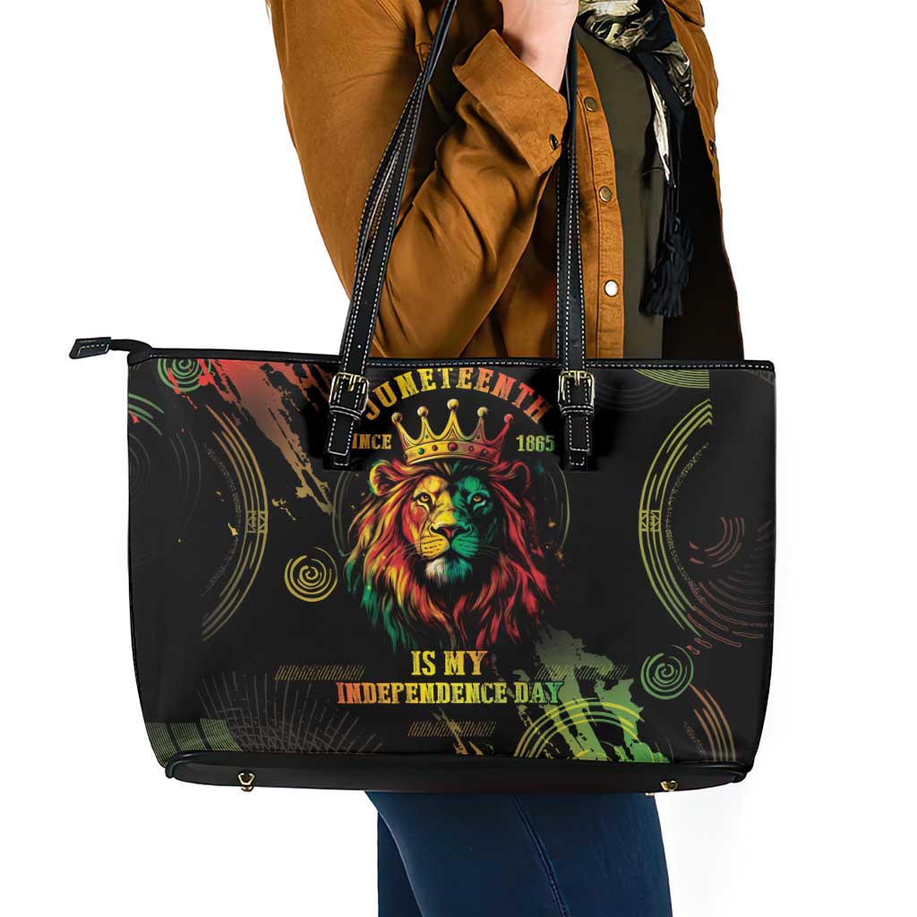 Juneteenth Is My Independence Day Leather Tote Bag