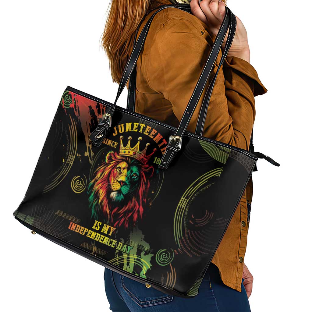 Juneteenth Is My Independence Day Leather Tote Bag