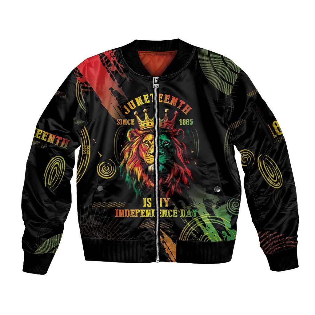 Juneteenth Is My Independence Day Sleeve Zip Bomber Jacket