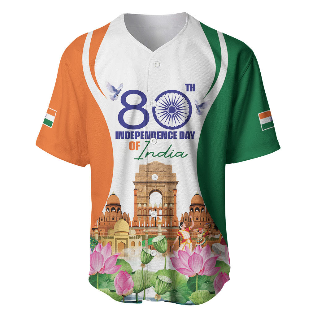 Jai Hind India Baseball Jersey Happy 80th Independence Day