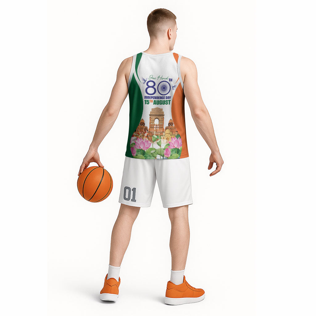 Jai Hind India Basketball Jersey Happy 80th Independence Day