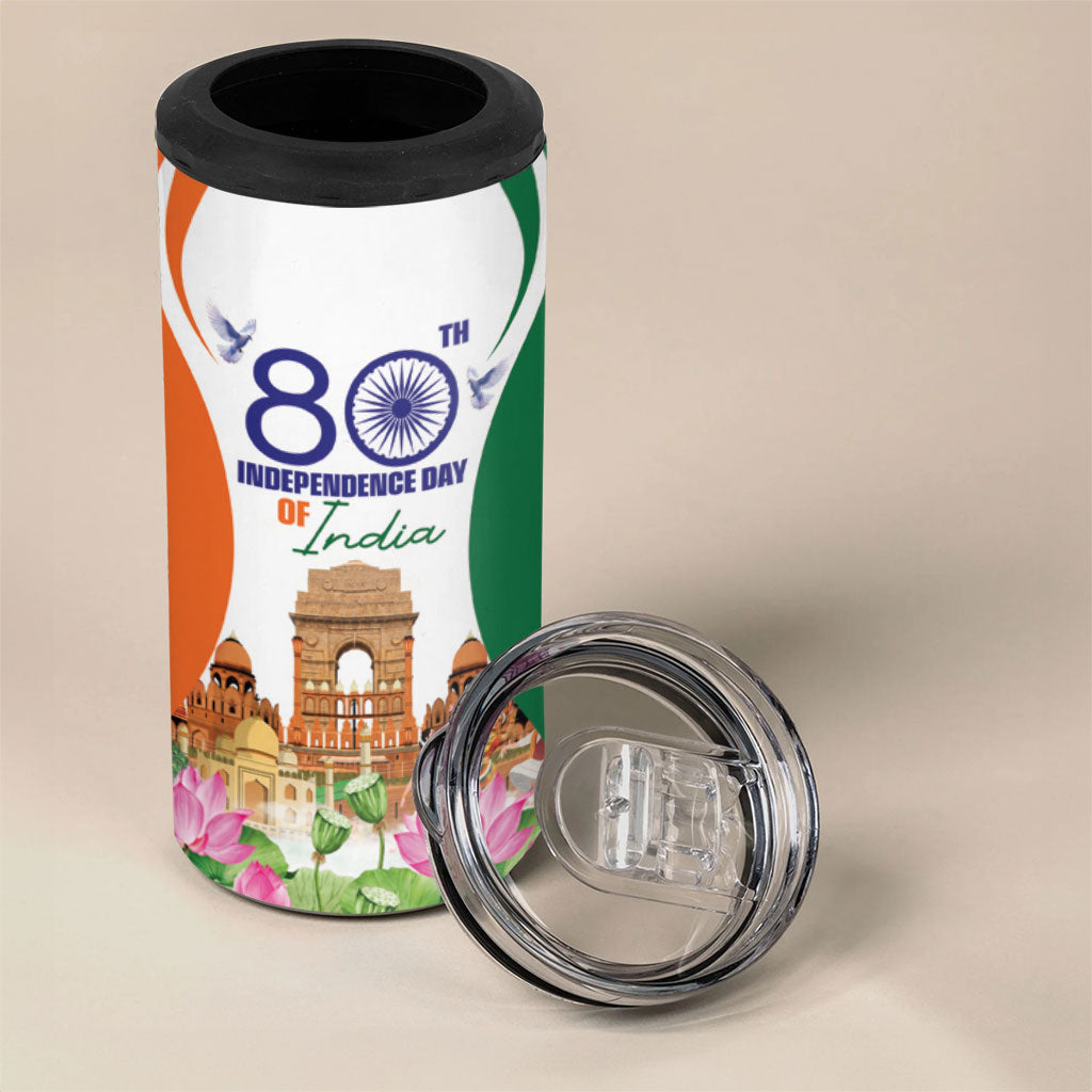 Jai Hind India 4 in 1 Can Cooler Tumbler Happy 80th Independence Day